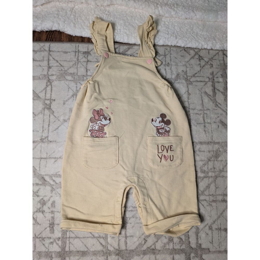 Official Disney Baby Mickey and Minnie Mouse Cream Overall Size 24 Mo Disneyland